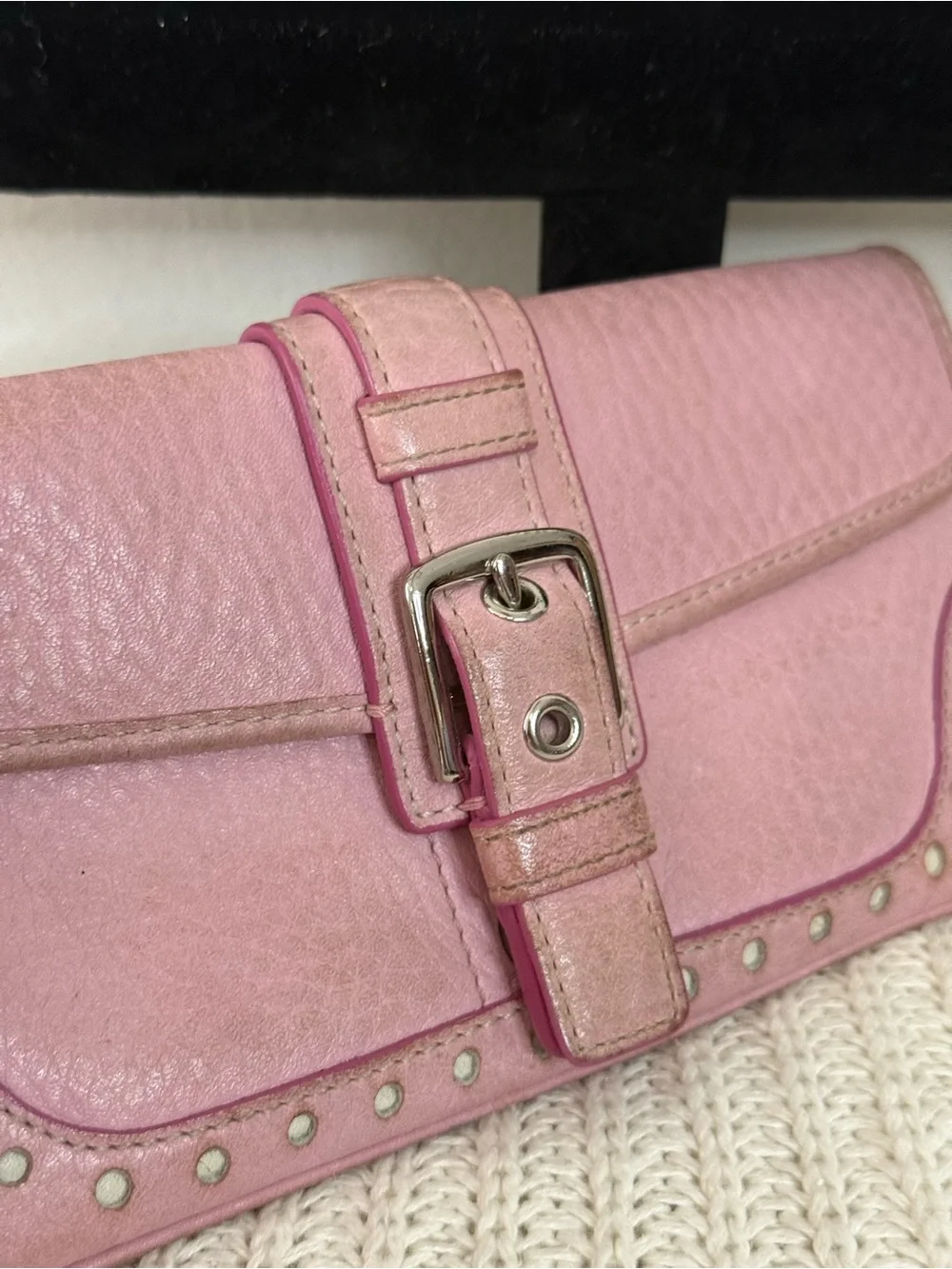 Coach Hamilton light Pink Leather Wristlet Clutch/wrirtlet with Studded Detail